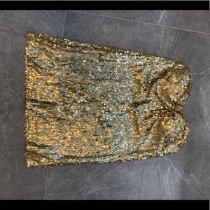 Gold sequin strapless dress (L)